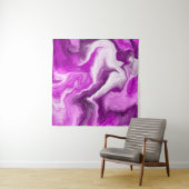 Tenture Violet et Marbre blanc Fluide Art (En situation)