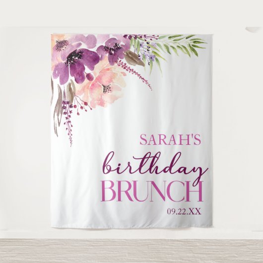 Tenture Violet Magenta Purple Floral Anniversaire Brunch (Devant)