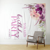 Tenture Violet Magenta Purple Floral fête d'anniversaire (En situation (horizontale))