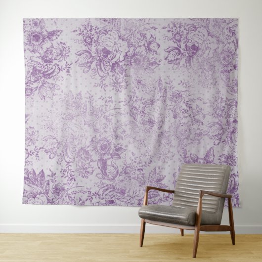 Tenture violet rustique, chic shabby, fleurs de lavande pâ (En situation (horizontale))