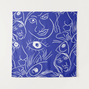 Tenture Visage de beauté : dessin à une ligne.