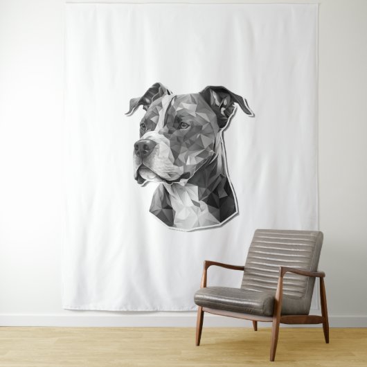 Tenture Visage de chien Pitbull (En situation)
