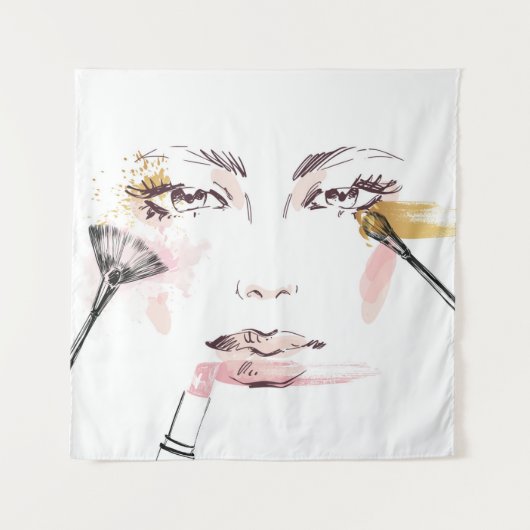 Tenture Visage de maquillage d'aquarelle (Devant)