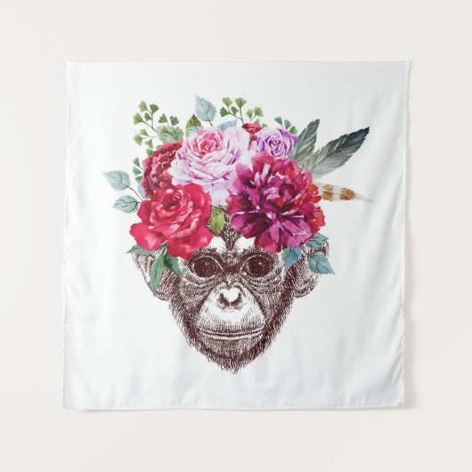 Tenture Visage de singe de fleur (Devant)