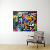 Tenture Visage de tigre pop art (En situation (horizontale))