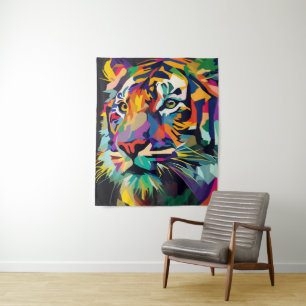 Tenture Visage de tigre pop art