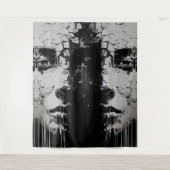 Tenture Visage fragmenté : Expression abstraite sombre (Devant)