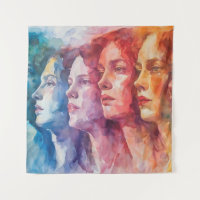 Visages des femmes - Peinture aquarelle