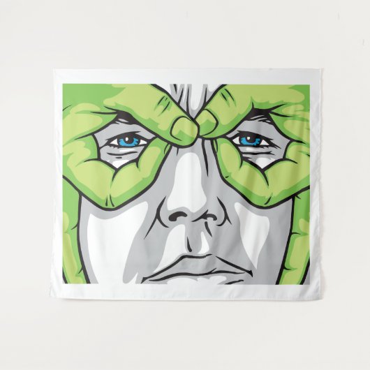 Tenture Visages expressifs, main verte et yeux colorés (Devant (Horizontal))