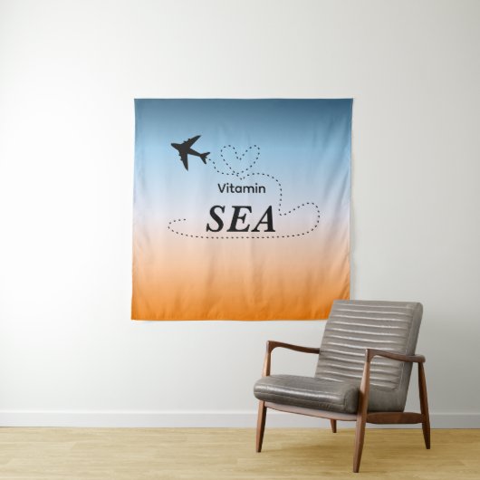 Tenture Vitamin Sea Orange Summer Color Tapestry (En situation)