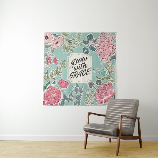 Tenture Vivez en fleur | se développent avec la grâce (En situation (horizontale))