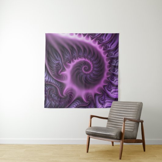 Tenture Vivid Cool Abstrait rose violet Fractal Art Spiral (En situation)