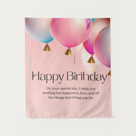 Tenture Vœux d'anniversaire rose (Devant)