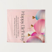Tenture Vœux d'anniversaire rose (Devant (Horizontal))
