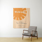 Tenture Voici la fête prénatale rétro "Here Comes the Sun" (En situation)