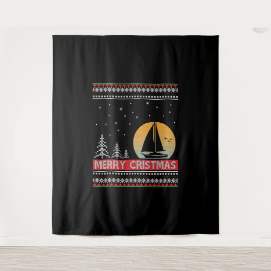 Tenture Voilier Voile Vilant Vilain Noël Vilain Cadeau (Devant)