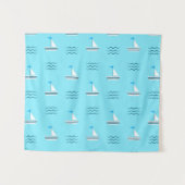 Tenture Voiliers sur le motif bleu de mer (Devant (Horizontal))