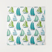 Tenture Voiliers sur le motif de l'eau (Devant (Horizontal))