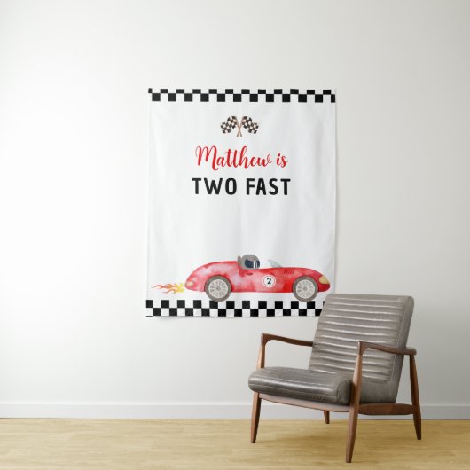 Tenture Voiture de course Deux Anniversaire Rapide Context (En situation)