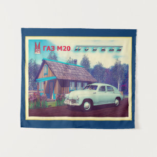 Tenture Voiture Russe GAZ M-20 Et Dacha