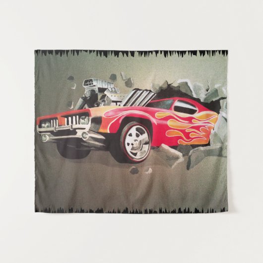 Tenture Voiture S'Écrasant À Travers Le Mur (Devant (Horizontal))