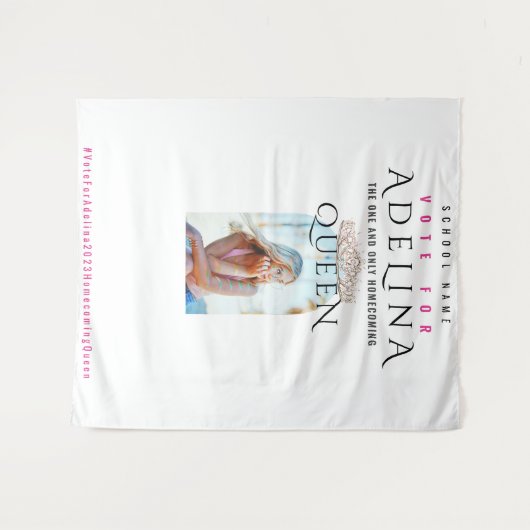 Tenture Vote Homecoming Queen Pink HOCO Contexte photo (Devant (Horizontal))