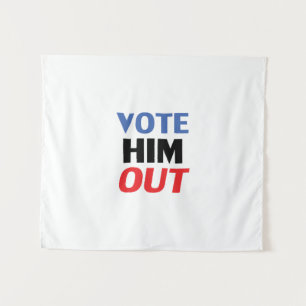 Tenture Vote Hors rouge blanc et bleu typographie moderne