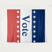 Tenture Votez Rouge Blanc et Bleu (avec étoiles) (Devant (Horizontal))