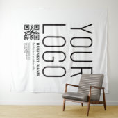 Tenture Votre logo avec QR code et texte modifiables (En situation (horizontale))