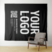 Tenture Votre logo avec QR code et texte modifiables (En situation (horizontale))