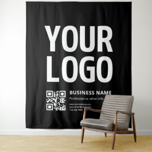 Tenture Votre logo avec QR code et texte modifiables