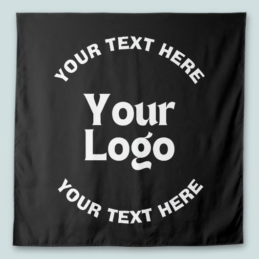 Tenture Votre logo ou image et texte modifiable | Noir et