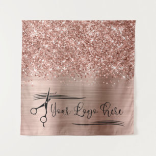 Tenture Votre logo pailleté rose or glamour