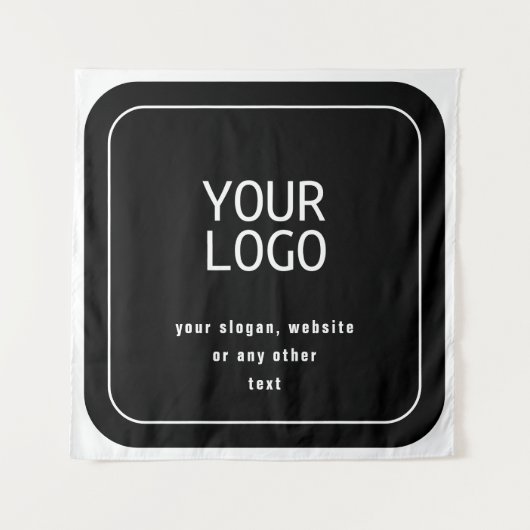 Tenture Votre Logo & Slogan ou autre texte | Noir et blanc (Devant)
