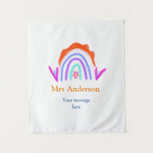 Tenture Votre message e ajouter nom de texte rainbow profe