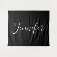 Votre nom | Élégant script blanc sur noir