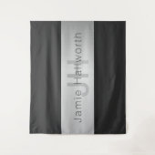 Tenture Votre nom et votre monogramme | Gris & Faux Silver (Devant)