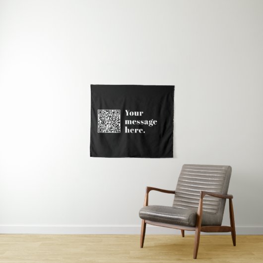 Tenture Votre propre code QR téléchargé & Texte Rétro Modi (En situation (horizontale))