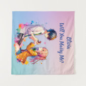 Tenture Voulez-vous m'épouser | Proposition de mariage ani (Devant (Horizontal))