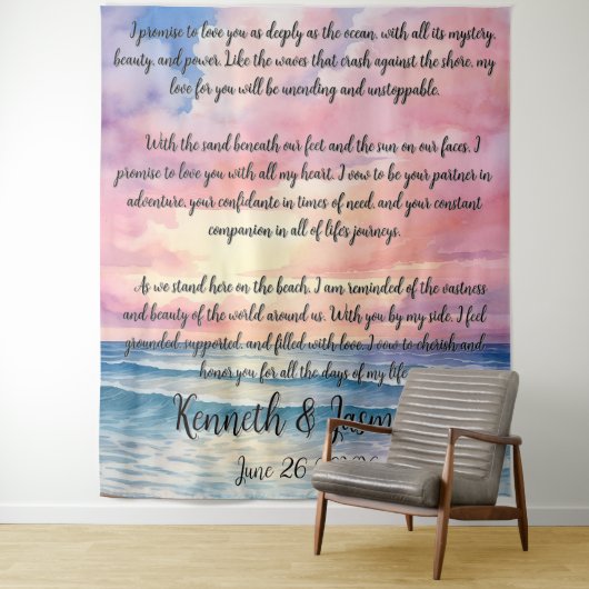 Tenture Vows sans fin par fond Mariage de mer (En situation)