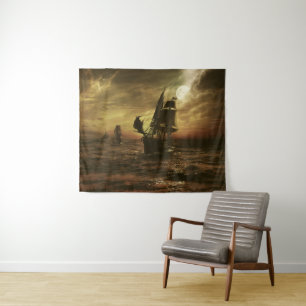Tenture Voyage en mer au clair de lune - Art maritime
