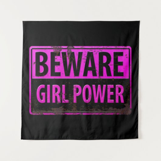 Tenture VOYAGE Fille Power - Panneau en métal noir rose Da (Devant)