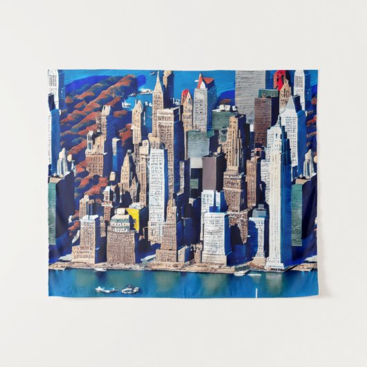 Tenture Vue aérienne du Motif de Manhattan (Devant (Horizontal))