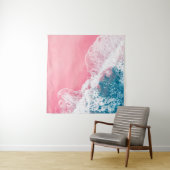 Tenture Vue aérienne d'une plage de sable rose en Nouvelle (En situation (horizontale))