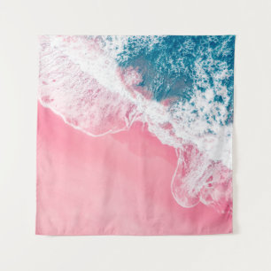 Tenture Vue aérienne d'une plage de sable rose en Nouvelle