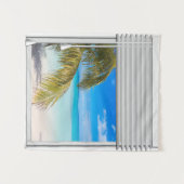 Tenture Vue Plage Fenêtre Artificielle Avec Aveugles (Devant (Horizontal))