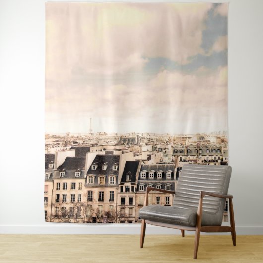 Tenture Vue sur les toits de Paris | Arrière-plan murale (En situation)