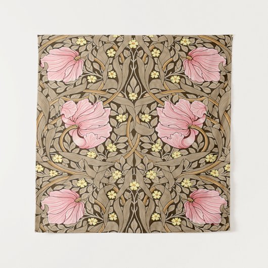 Tenture W Morris Pimpernel Motif en Pink & Sepia (Devant)