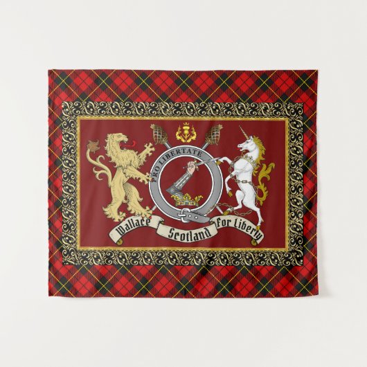 Tenture Wallace Clan Badge & Tartan (Devant (Horizontal))