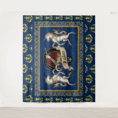 Tenture Wallace Clan Badge & Tartan avec Unicorns (Devant)